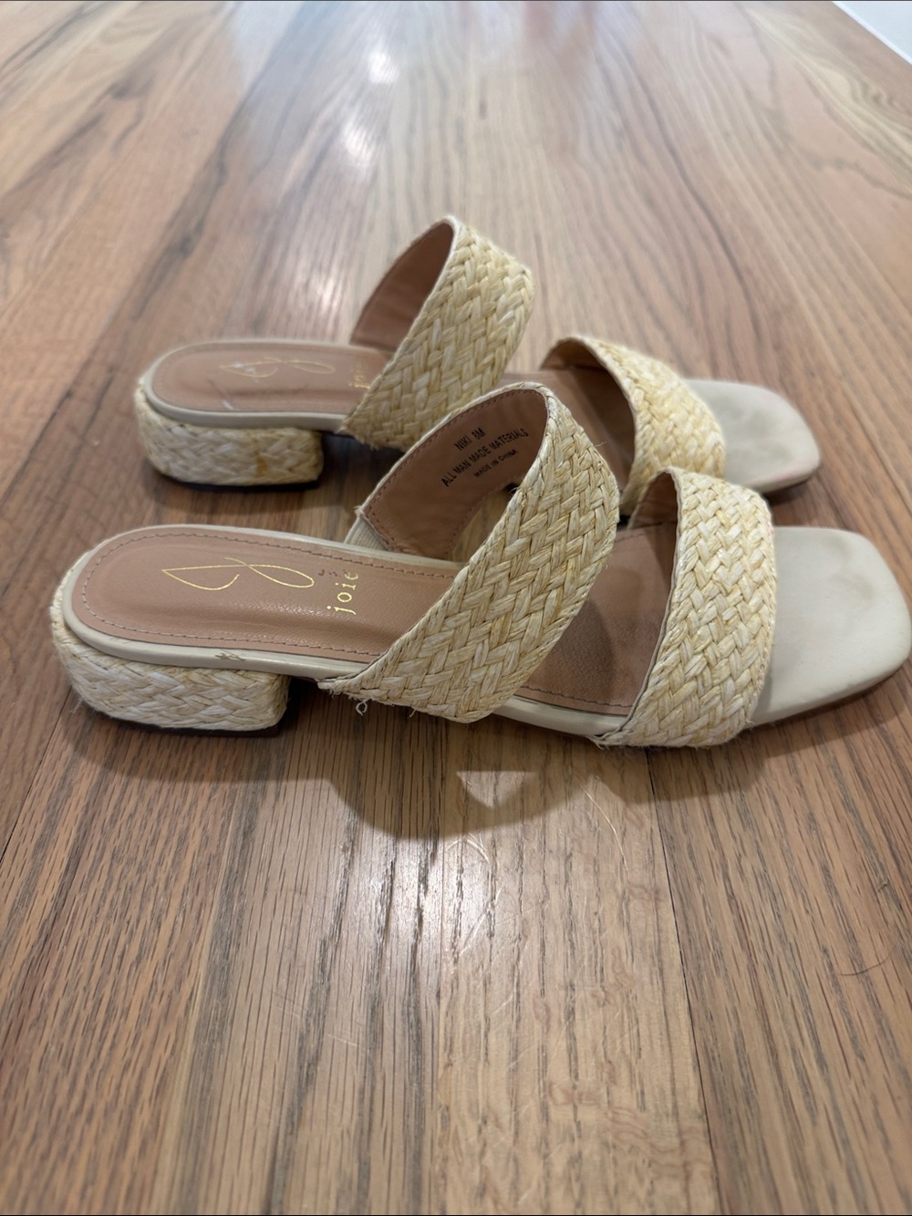 Joie Cream Braided Two‑Strap Wedge Slides